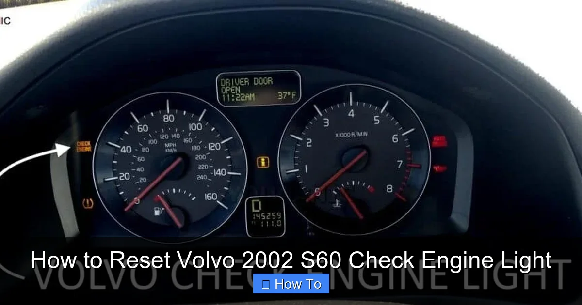 How to Reset Volvo 2002 S60 Check Engine Light