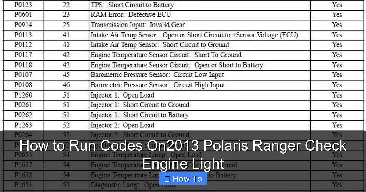 How to Run Codes On2013 Polaris Ranger Check Engine Light