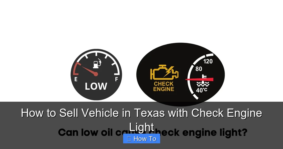 How to Sell Vehicle in Texas with Check Engine Light