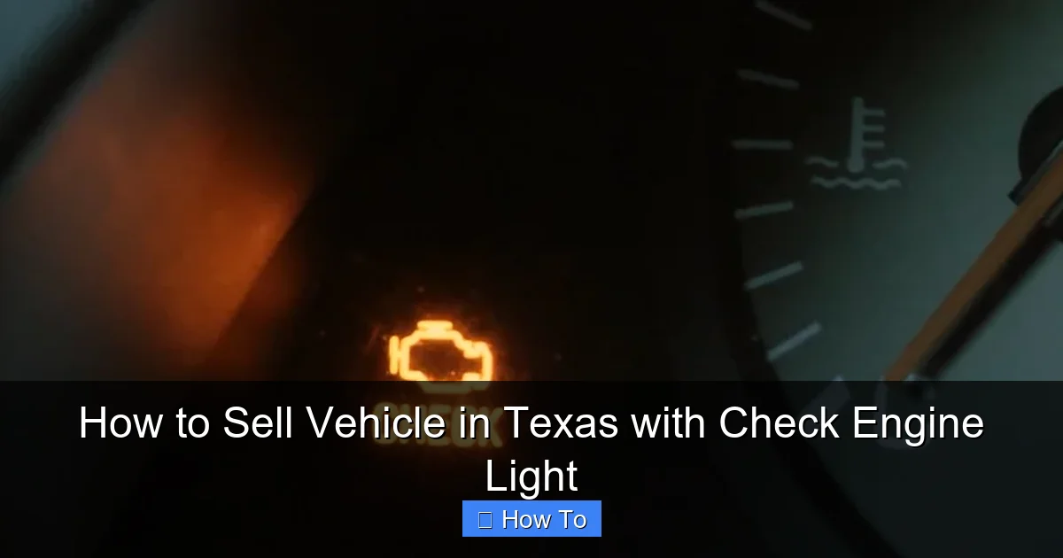 How to Sell Vehicle in Texas with Check Engine Light