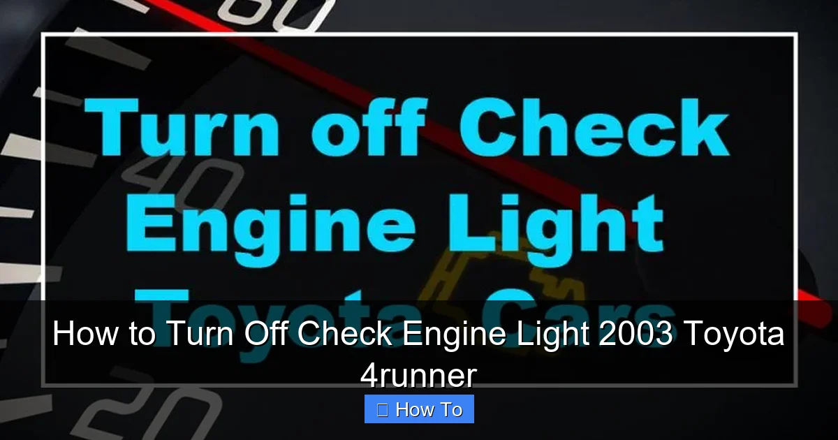 How to Turn Off Check Engine Light 2003 Toyota 4runner
