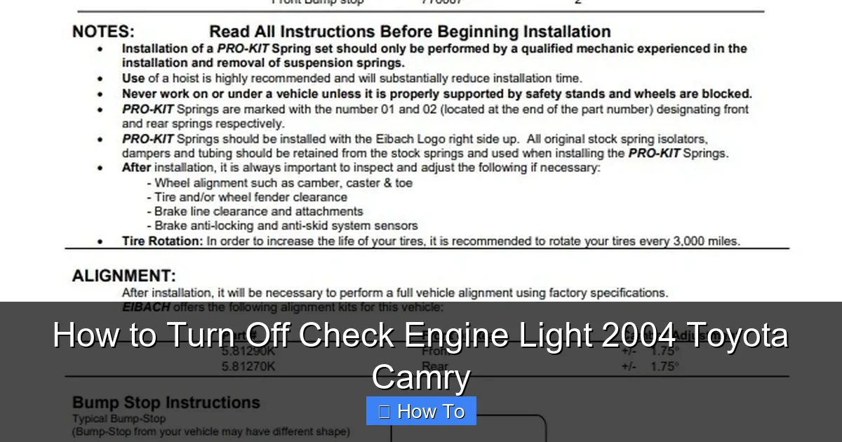 How to Turn Off Check Engine Light 2004 Toyota Camry