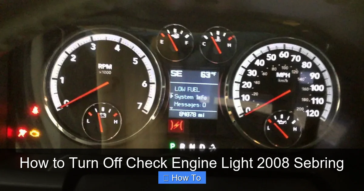 How to Turn Off Check Engine Light 2008 Sebring