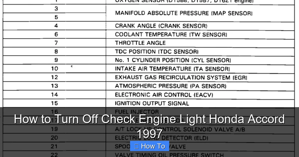 How to Turn Off Check Engine Light Honda Accord 1997