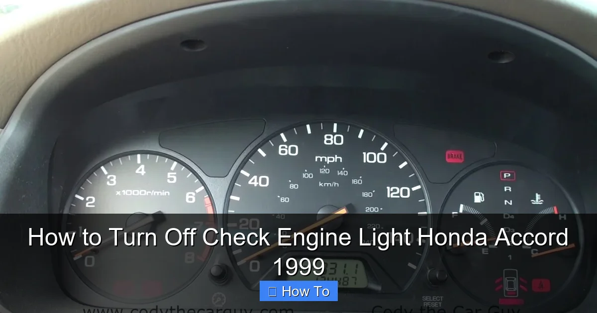 How to Turn Off Check Engine Light Honda Accord 1999