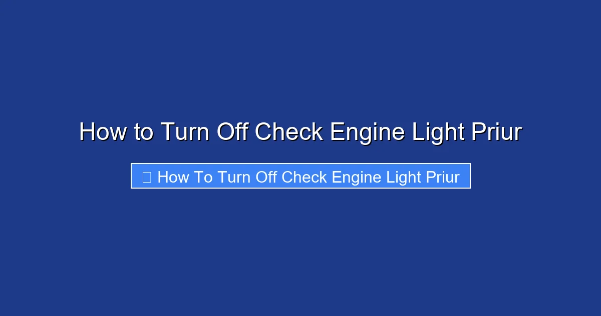 How to Turn Off Check Engine Light Priur