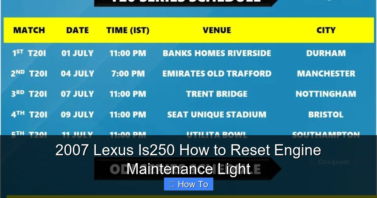 2007 Lexus Is250 How to Reset Engine Maintenance Light