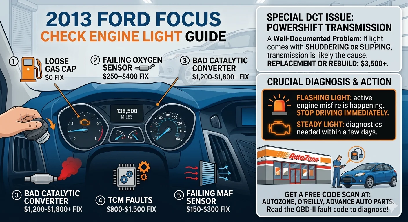 2013 ford focus engine light