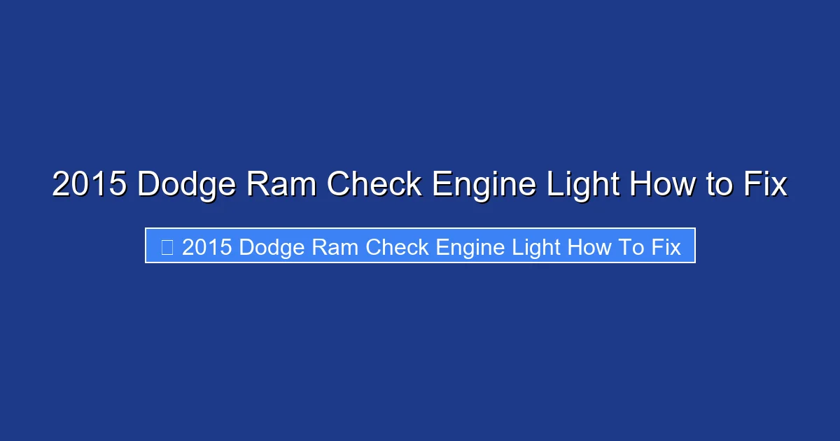 2015 Dodge Ram Check Engine Light How to Fix