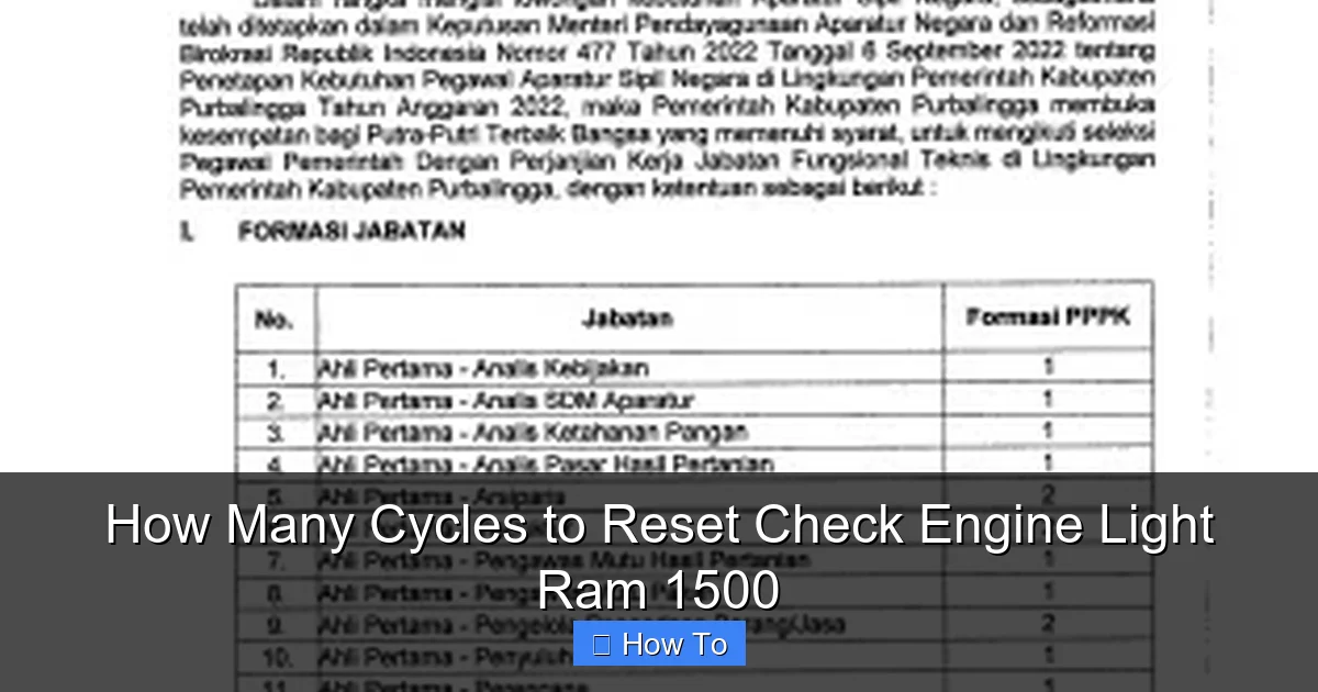 How Many Cycles to Reset Check Engine Light Ram 1500