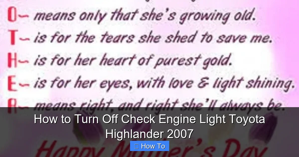 How to Turn Off Check Engine Light Toyota Highlander 2007