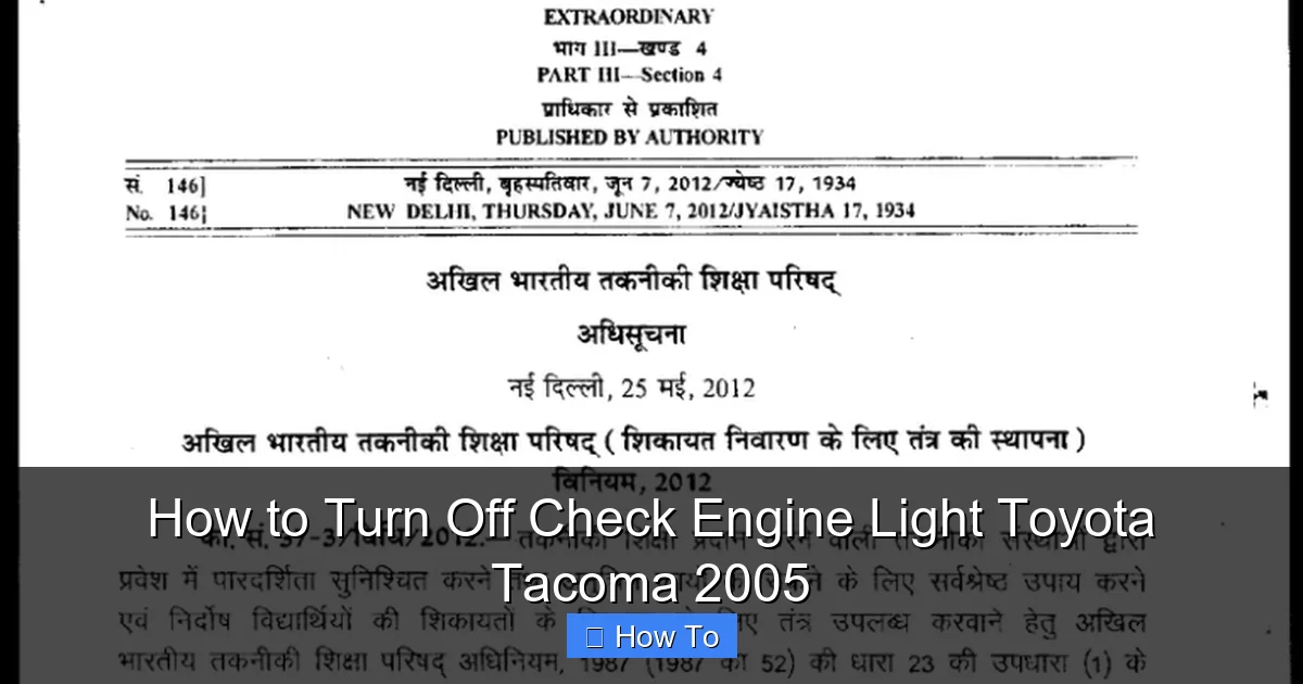 How to Turn Off Check Engine Light Toyota Tacoma 2005