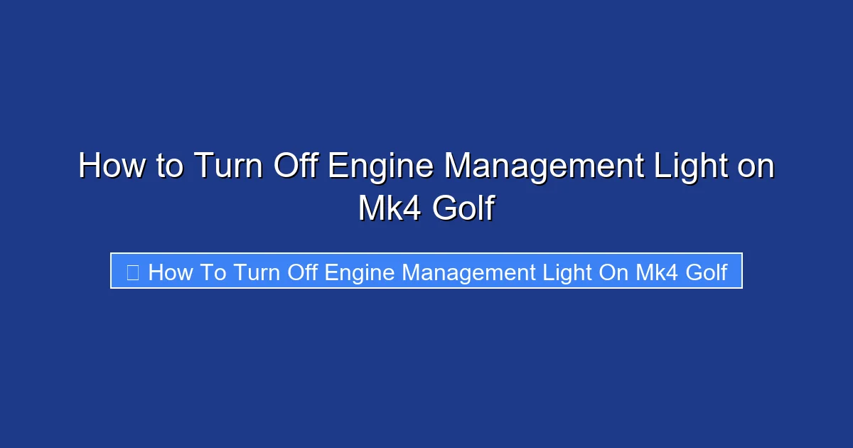 How to Turn Off Engine Management Light on Mk4 Golf