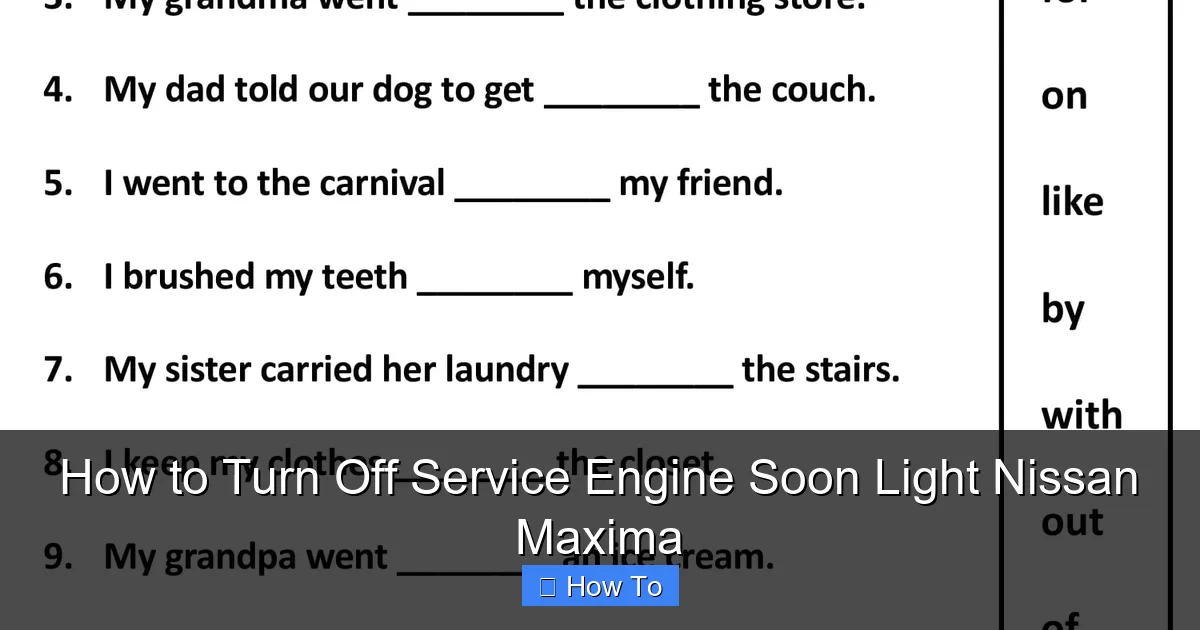How to Turn Off Service Engine Soon Light Nissan Maxima