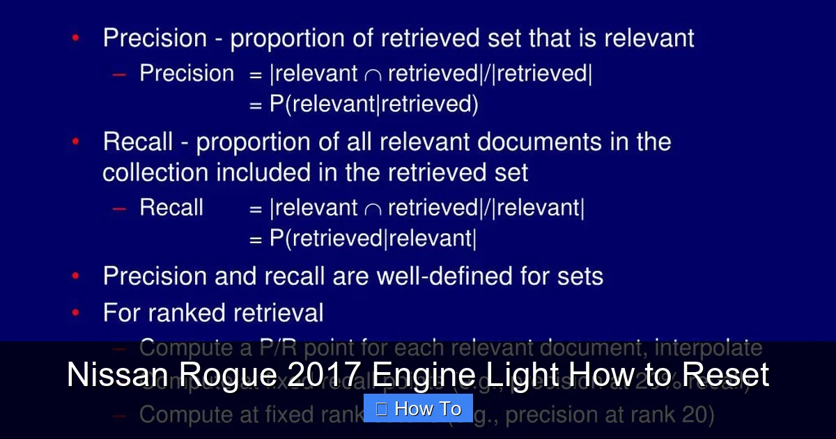 Nissan Rogue 2017 Engine Light How to Reset